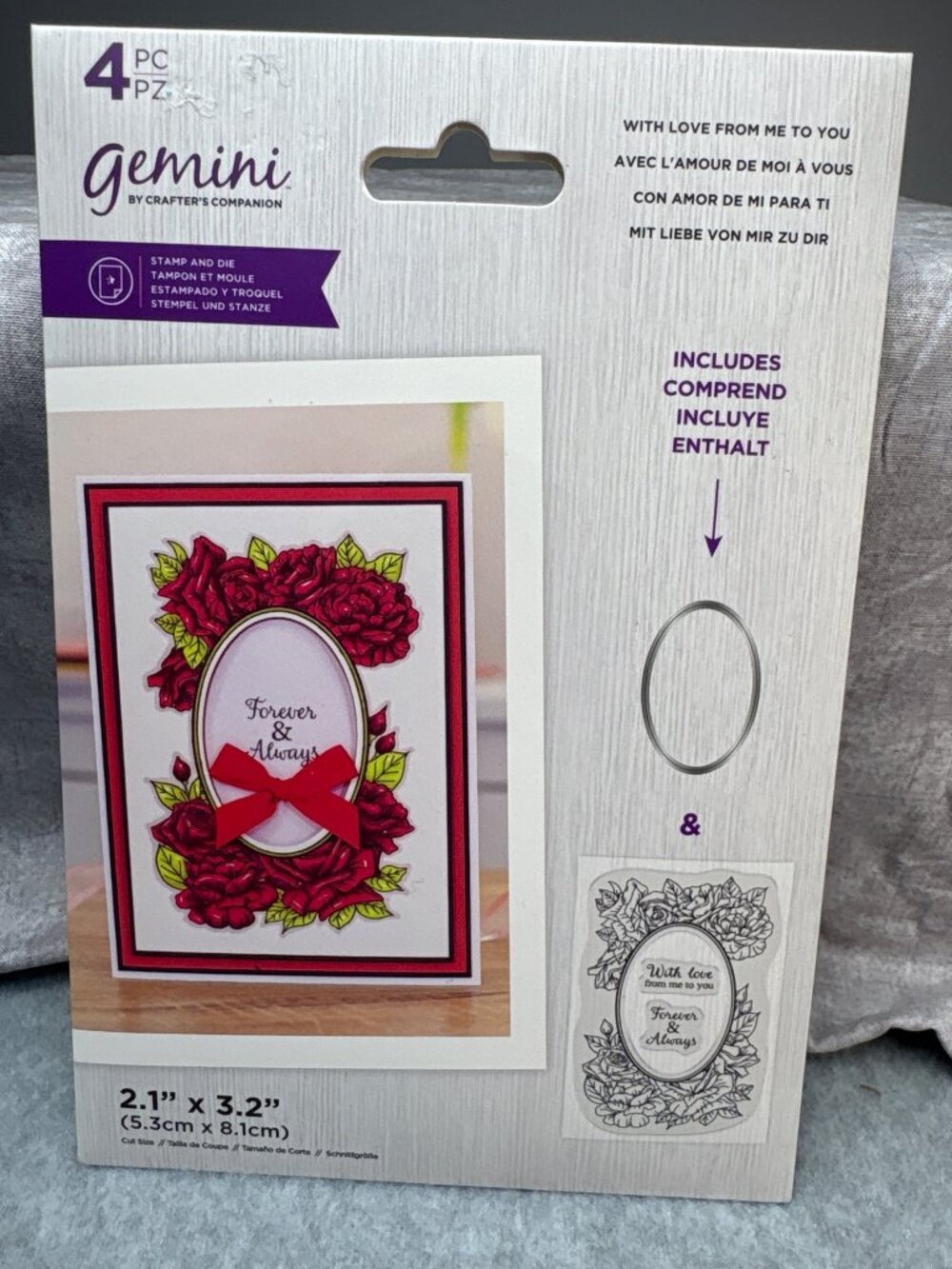 Gemini 4-Pc Stamp Die Set Floral Frame "Forever & Always" Cardmaking Craft Suppl - Picture 8 of 11